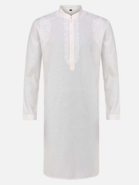 Picture of Ivory Embroidered Slim Fit Viscose Panjabi