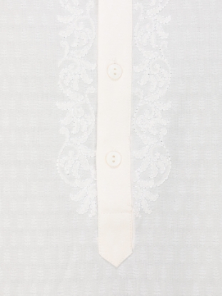 Picture of Ivory Embroidered Slim Fit Viscose Panjabi