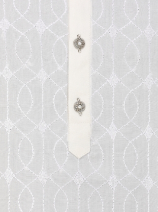 Picture of White Embroidered Cotton Panjabi