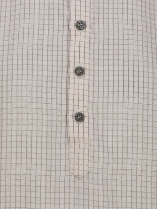 Picture of Ivory Check and Embroidered Cotton Panjabi