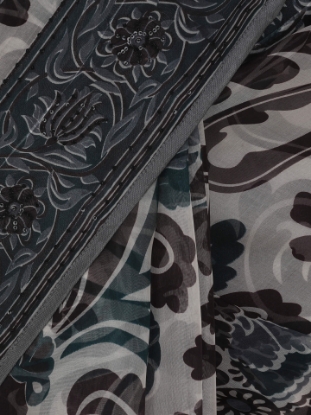 Picture of Ivory Printed and Dyed Muslin Saree