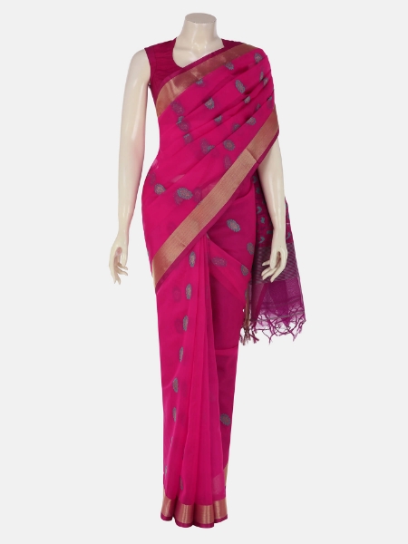 Picture of Fuchsia Tangail Muslin Baluchari Saree