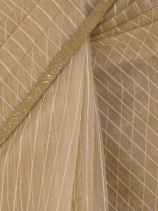 Picture of Golden Printed and Embroidered Endi Muslin Saree