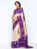 Picture of Purple Tie-Dyed and Embroidered Silk Saree
