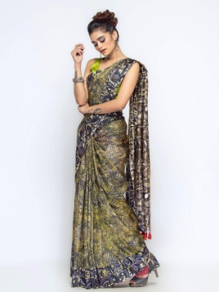 Picture of Multicolour Printed Silk Saree