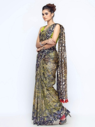 Picture of Multicolour Printed Silk Saree