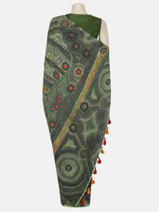 Picture of Pastel Green Printed and Embroidered Silk Saree