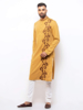 Picture of Mustard Embroidered Viscose-Cotton Panjabi