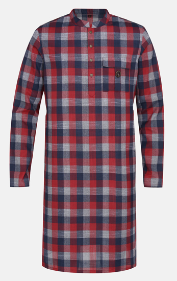 Picture of Red Check Mixed Cotton Slim Fit Panjabi