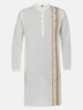 Picture of White Embroidered Slim Fit Mixed Cotton Panjabi
