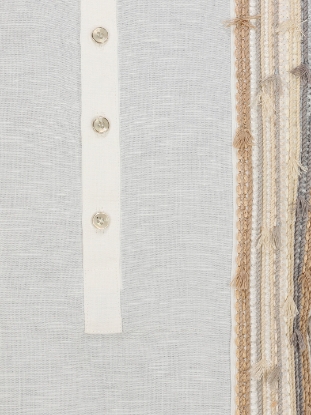 Picture of White Embroidered Slim Fit Mixed Cotton Panjabi