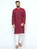 Picture of Maroon Embroidered Viscose-Cotton Panjabi
