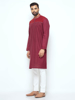 Picture of Maroon Embroidered Viscose-Cotton Panjabi