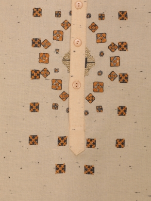 Picture of Beige Embroidered Slim Fit Viscose-Cotton Panjabi
