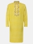 Picture of Yellow Brush Painted and Embroidered Viscose-Cotton Panjabi