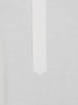 Picture of White Embroidered Viscose-Cotton Panjabi