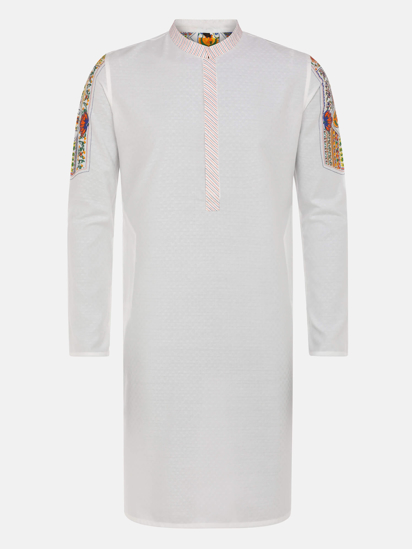Picture of White Printed Cotton Slim Fit Panjabi