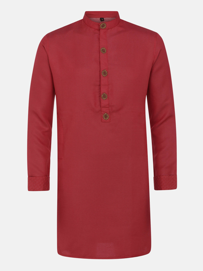 Picture of Red Erri Embroidered Slim Fit Mixed Cotton Panjabi