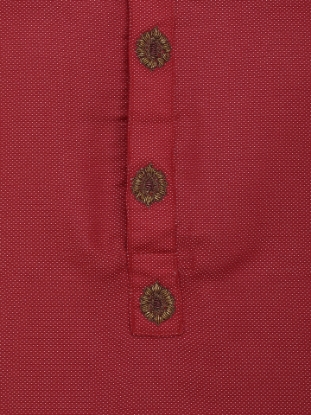 Picture of Red Erri Embroidered Slim Fit Mixed Cotton Panjabi