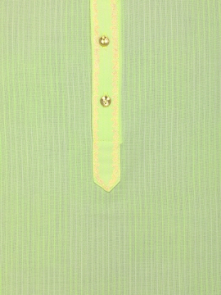 Picture of Lemon Yellow Embroidered Slim Fit Viscose-Cotton Panjabi