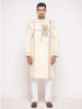 Picture of Light Beige Printed Slim Fit Cotton Panjabi