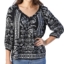 Bila Women's V Neck 3/4 Sleeve Printed Blouse