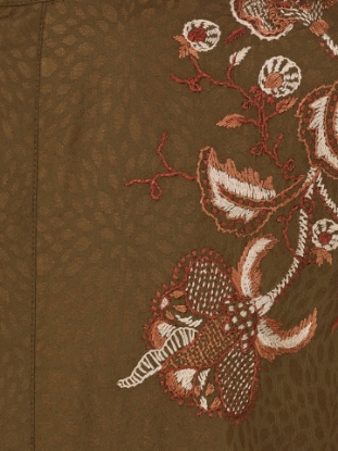 Picture of Brown Embroidered Slim Fit Viscose-Cotton Panjabi