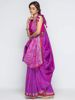 Picture of Purple Brush Painted Nakshi Kantha Embroidered Silk Saree