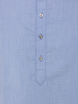 Picture of Pastel blue slim fit cotton panjabi with grey embroidery.