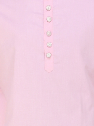 Picture of Light Pink Embroidered Slim Fit Cotton Panjabi