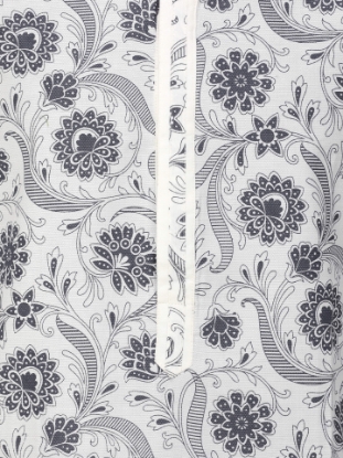 Picture of Ivory Printed and Embroidered Slim Fit Viscose-Cotton Panjabi