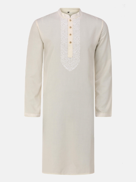 Picture of Ivory Embroidered Viscose Panjabi
