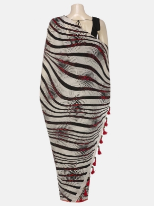 Picture of White Printed Silk Saree