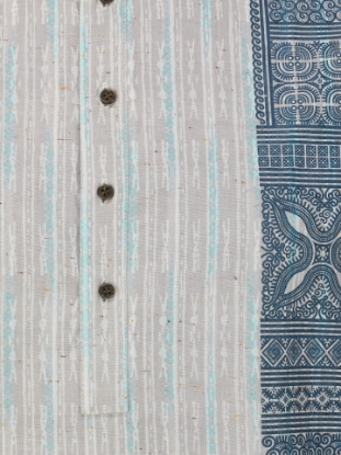 Picture of Grey Printed and Embroidered Handloom Cotton Panjabi