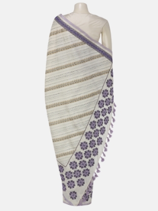 Picture of Ivory Embroidered Silk Saree