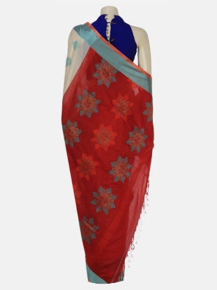 Picture of Off White Tangail Soft Silk Baluchari Saree