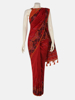 Picture of Red Appliqued and Brush Painted Silk Saree