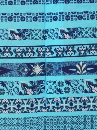 Picture of Blue Printed Slim Fit Viscose-Cotton Panjabi Pajama Set