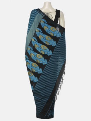 Picture of Blue Check Tangail Soft Silk Baluchari Saree