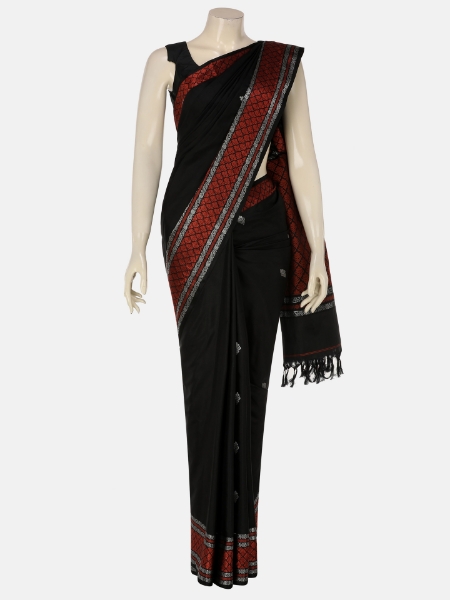 Picture of Black Tangail Soft Silk Baluchari Saree