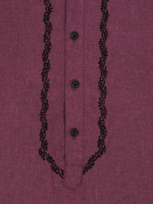 Picture of Mauve Embroidered Cotton Panjabi Pajama Set