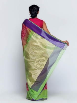 Picture of Fuchsia Sirajganj Half Silk Opera Saree