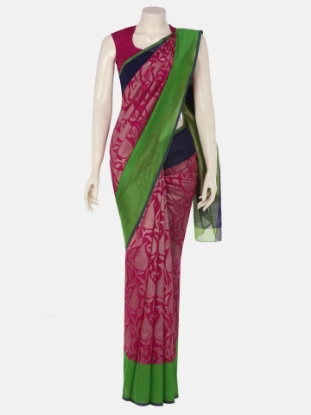 Picture of Fuchsia Sirajganj Half Silk Opera Saree