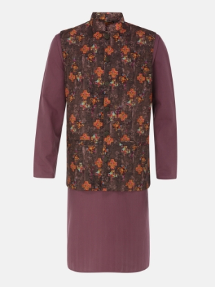 Picture of Mauve Cotton Panjabi Pajama Coaty Set