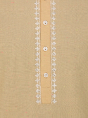 Picture of Pastel Yellow Embroidered Cotton Panjabi Pajama Set