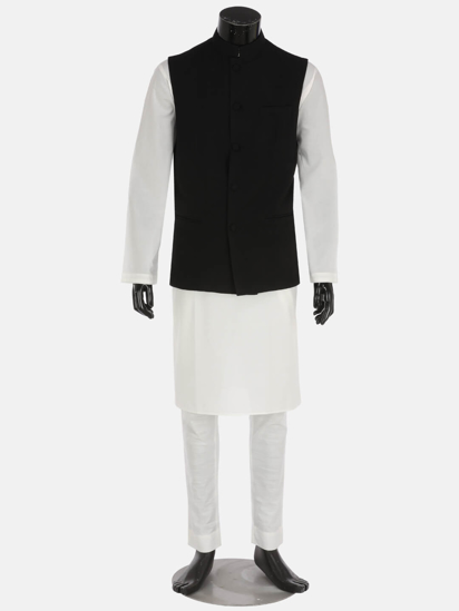 Picture of Ivory Mixed Cotton Panjabi Pajama Coaty Set