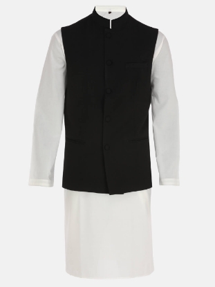 Picture of Ivory Mixed Cotton Panjabi Pajama Coaty Set