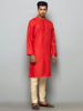Picture of Red Embroidered Ramie Cotton Panjabi Pajama Set
