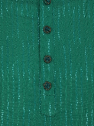 Picture of Green Erri Embroidered Hand Loomed Cotton Panjabi Pajama Set