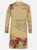 Picture of Pastel Yellow Printed Cotton Panjabi Pajama Set